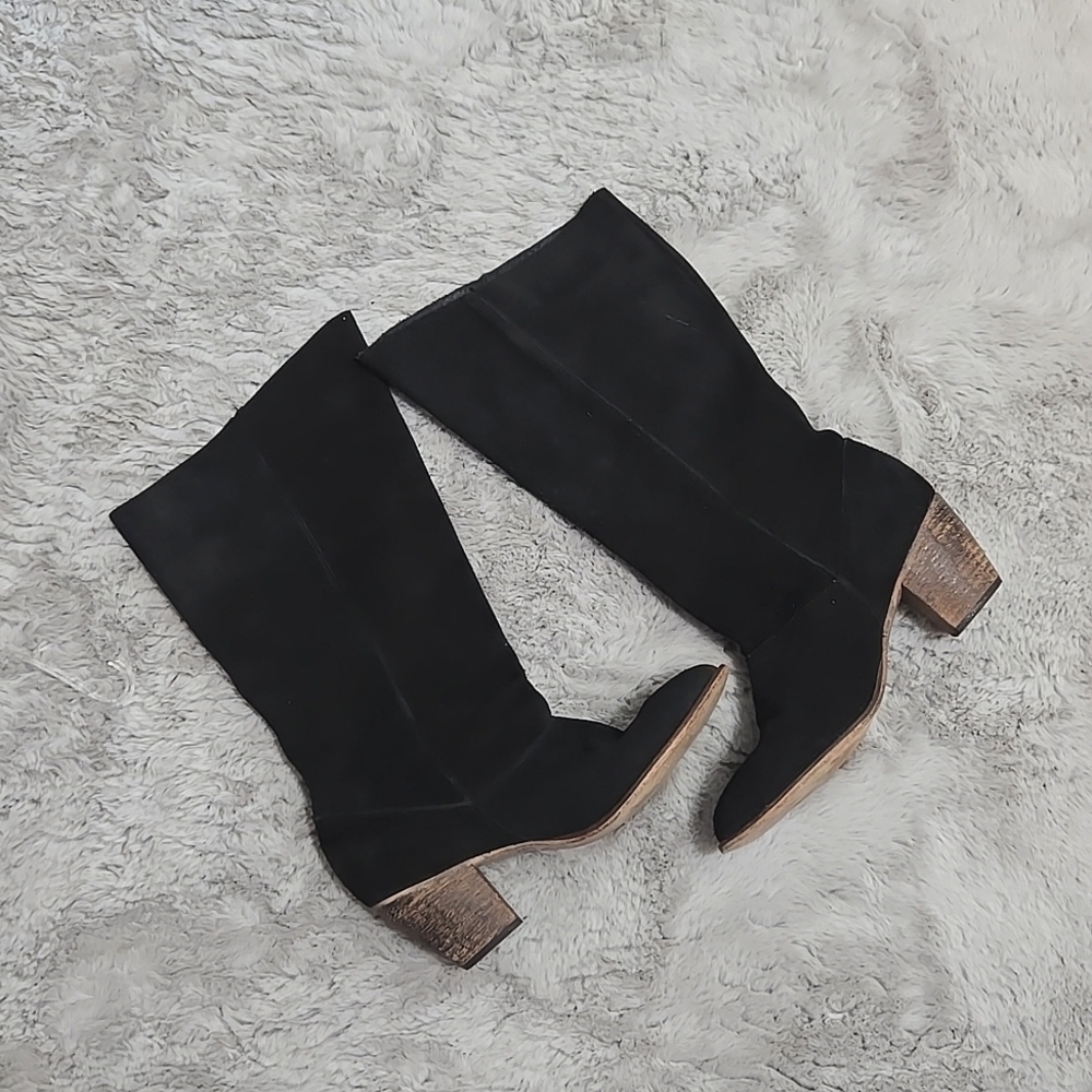 Steve Madden black suede leather tall boots